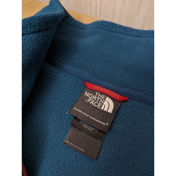 The North Face Mens XL Sweater Jacket in Teal Navy 1/4 Zip Fleece Pullover - Picture 5 of 8